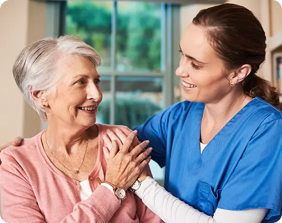 Nurse monitoring senior health in Calgary