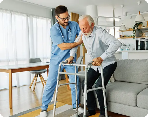 Nurse assisting elderly adult with In-Home Care in Calgary